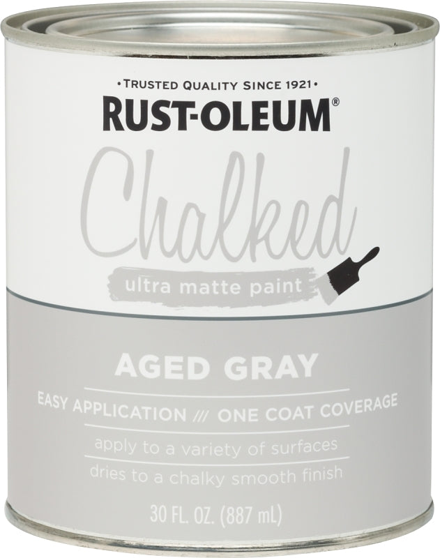 Rust-Oleum 285143 Chalk Paint, Ultra Matte, Aged Gray, 30 oz