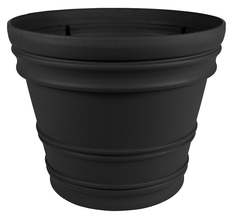 Bloem RR2200 Rim Planter, 19.4 in H, 21.7 in W, Plastic, Black