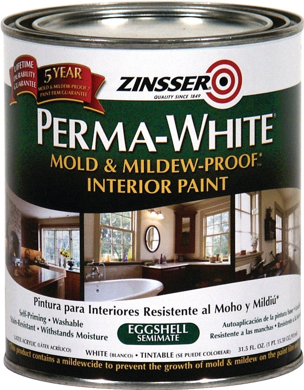 Zinsser 02774 Kitchen and Bath Paint, Eggshell, White, 1 qt, Can, Water