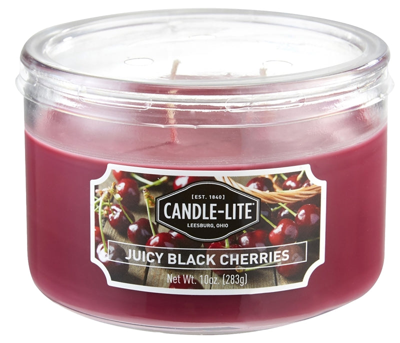 Candle-Lite 1879565 Scented Terrace Jar Candle, Juicy Black Cherries Fragrance, Burgundy Candle