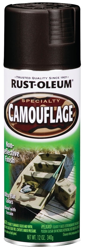 Rust-Oleum 1916830 Camouflage Spray Paint, Ultra Flat, Black, 12 oz, Can