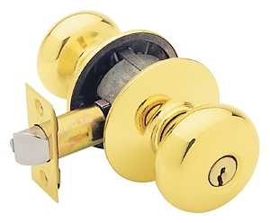 Schlage Plymouth Series F51A VPLY505K4 Entry Knob, Knob Handle, Bright Brass, Metal, C Keyway, Residential, 2 Grade