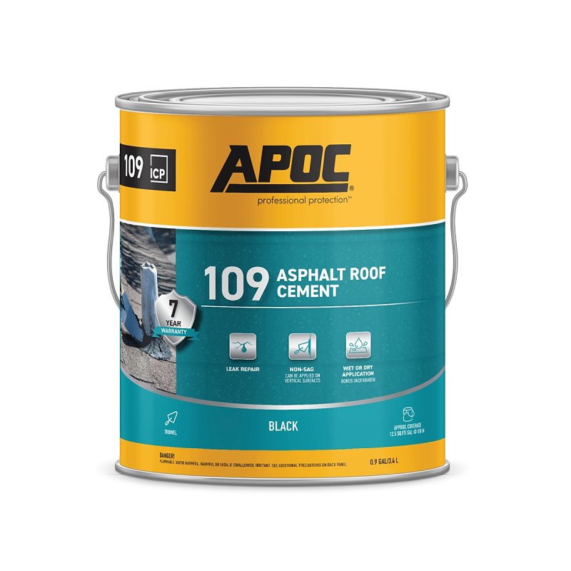 APOC 109 AP-1091 Asphalt Roof Cement, Black, Liquid, 1 gal