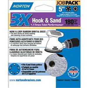 Norton 04037 Sanding Disc, 5 in Dia, 11/16 in Arbor, Coated, P180 Grit, Fine, Alumina Ceramic Abrasive, Paper Backing