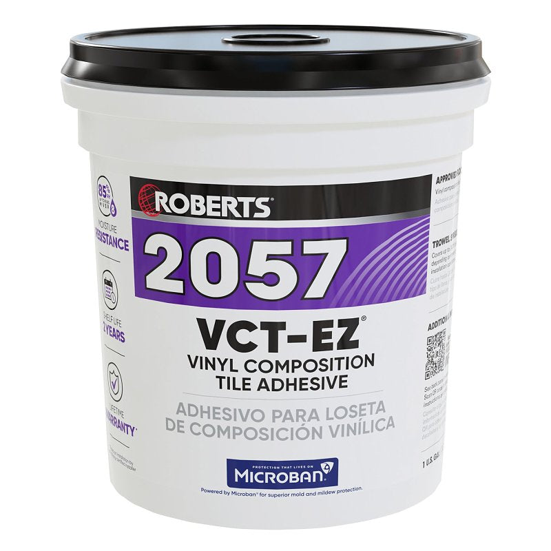 Roberts 2057-1 VCT Flooring Adhesive, Paste, Very Mild, Beige, 1 gal Pail