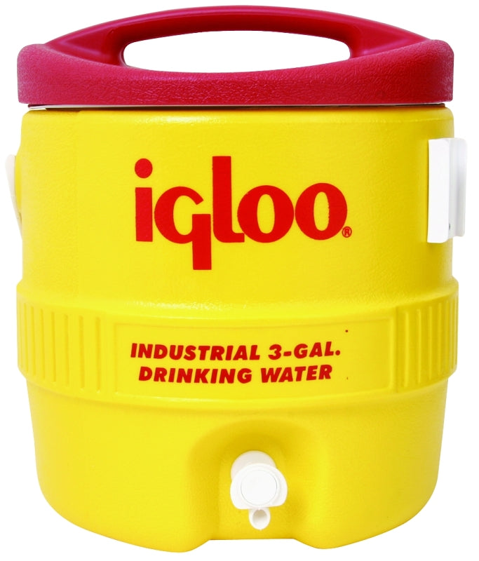 IGLOO 400 Series 00000431 Water Cooler, 3 gal Tank, Drip Resistant Spigot, Polyethylene, Red/Yellow