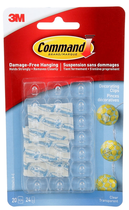 Command 17026CLR-C Decorating Clip, 0.5 lb, Plastic, Clear