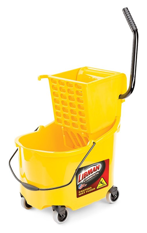 Libman 934 Bucket and Wringer, 26 qt, Polypropylene Bucket/Pail, Polypropylene Wringer, Yellow