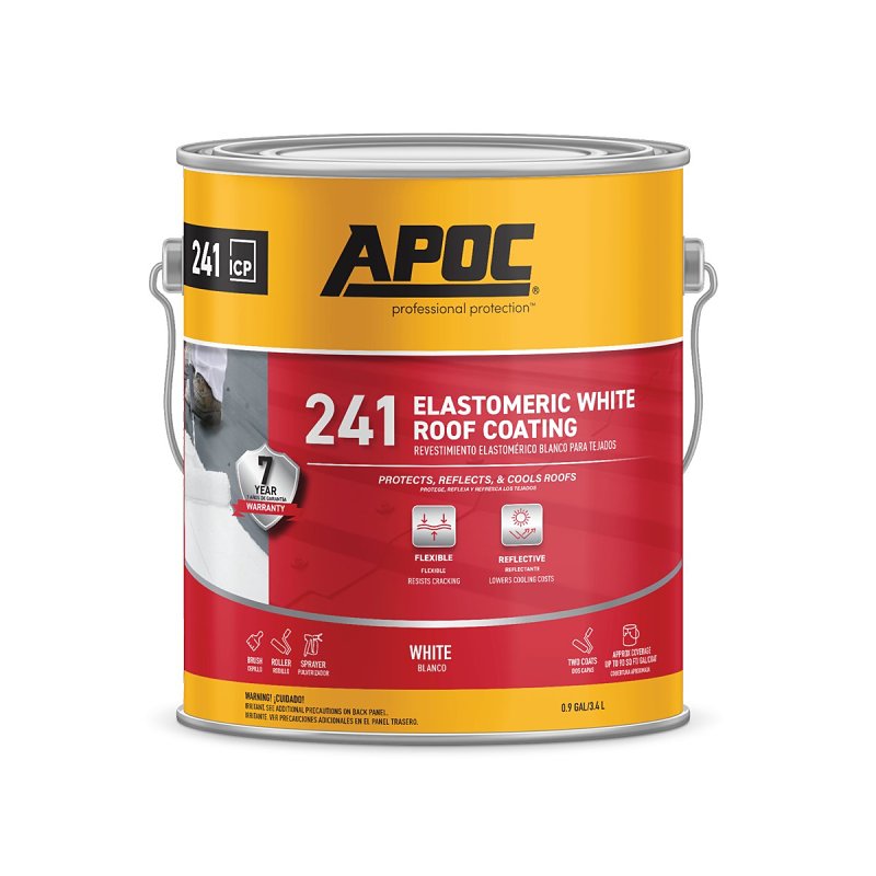 APOC AP-241 Series AP-2411 Elastomeric Roof Coating, White, 1 gal, Pail, Liquid