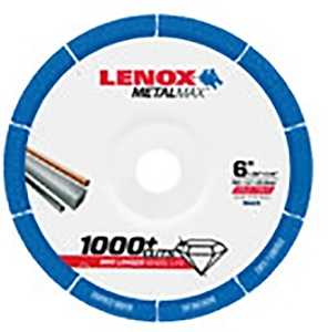 Lenox MetalMax 2044470 Grinding Wheel, 6 in Dia, 0.05 in Thick, 7/8 in Arbor, Diamond Abrasive