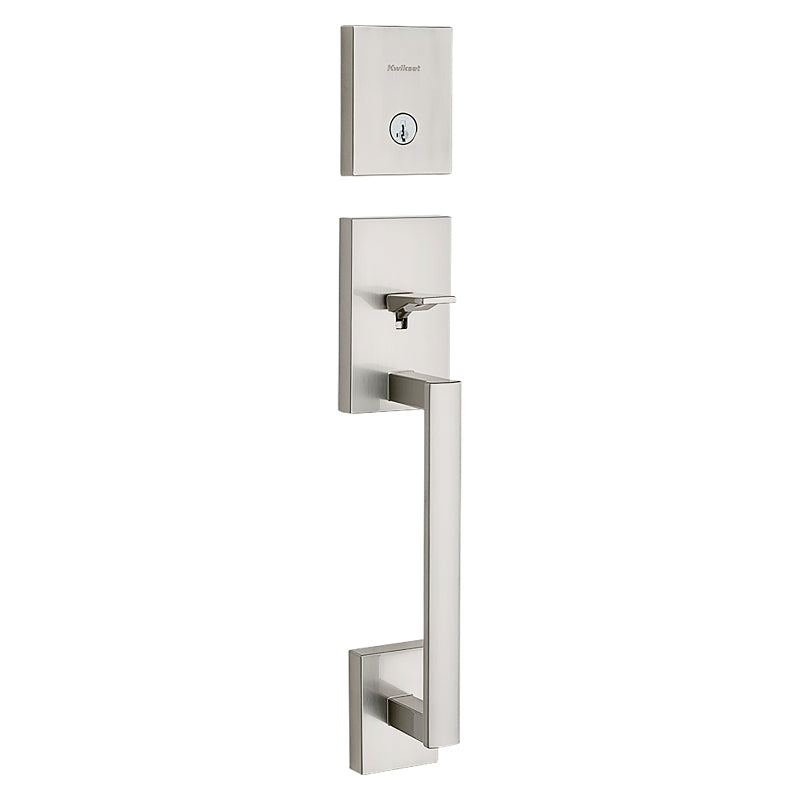 Kwikset San Clemente Series 818SCEXHFL 15 SMT Handleset, 1 Grade, Steel, Satin Nickel, 2-3/8, 2-3/4 in Backset