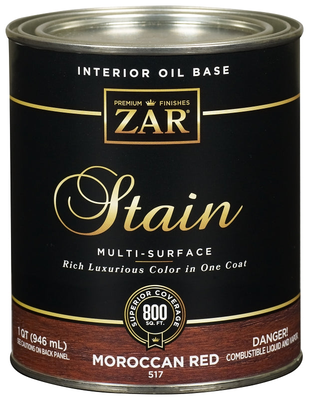 ZAR 51712 Interior Stain, Moroccan Red, Liquid, 1 qt