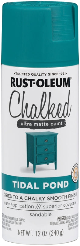 Rust-Oleum 302597 Chalk Spray Paint, Ultra Matte, Tidal Pond, 12 oz, Can