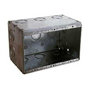 Raco 692 Switch Box, 3-Gang, 3-Outlet, 13-Knockout, Galvanized Steel, Gray, Nail