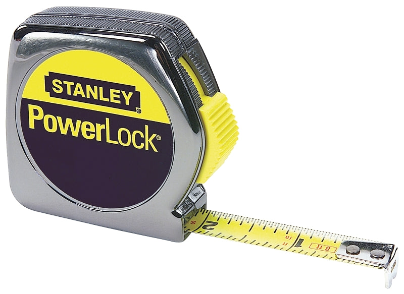 Stanley 33-212 Measuring Tape, 12 ft L Blade, 1/2 in W Blade, Steel Blade, Metal Case, Chrome Case