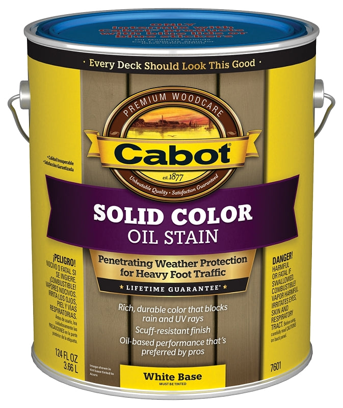 Cabot 140.0007601.007 Decking Stain, Opaque, White, Liquid, 1 gal