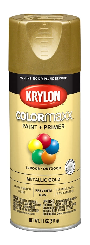 Krylon K05588007 Enamel Spray Paint, Metallic, Gold, 12 oz, Can