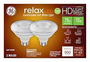 GE Industrial Solutions 43094 LED Bulb, Flood/Spotlight, PAR30 Lamp, E26 Lamp Base, Dimmable, Clear, Soft White Light