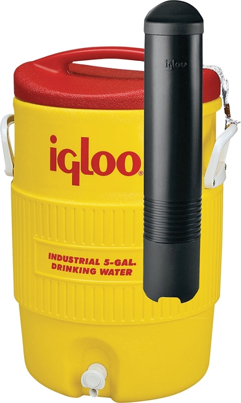 IGLOO 11863 Water Cooler, 5 gal Tank, Drip-Resistant, Recessed Spigot, Plastic, Red/Yellow