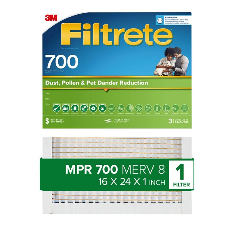 Filtrete 725-4 Air Filter, 24 in L, 16 in W, 8 MERV, 700 MPR