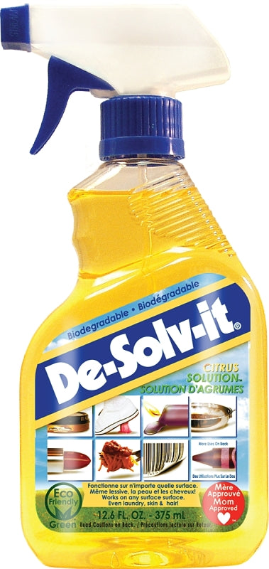 De-Solv-it 11852 Citrus Solution, 12.6 oz Bottle, Liquid, Citrus, Clear/Orange