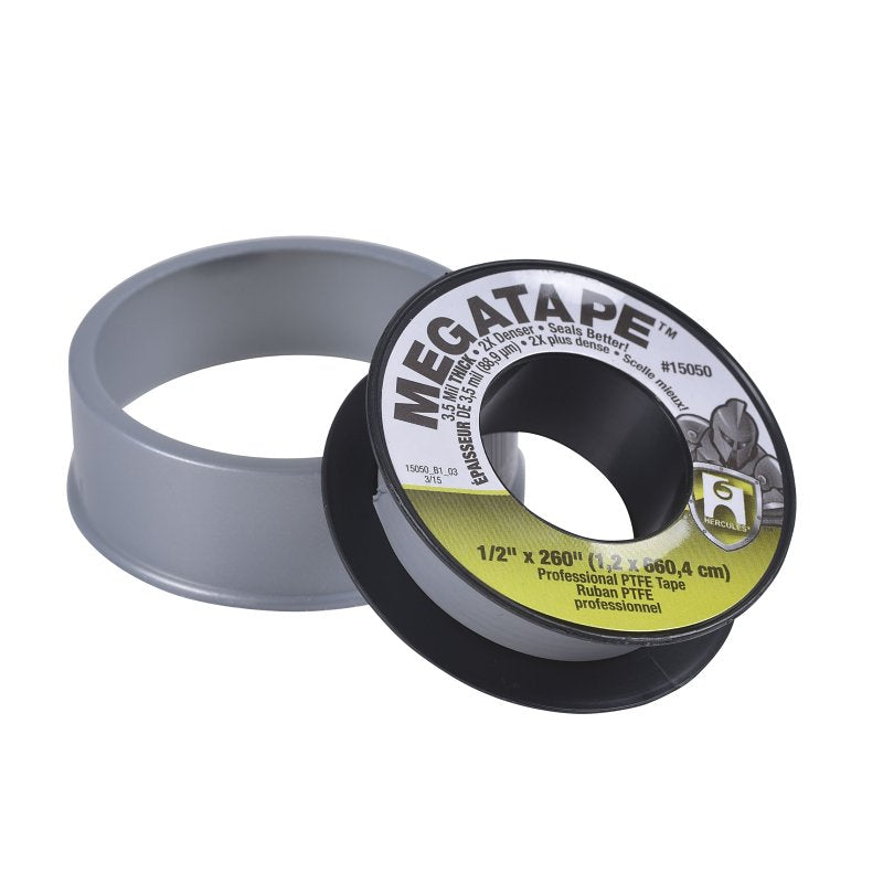 Hercules 15050D Thread Sealant Tape, 260 in L, 1/2 in W, PTFE, Gray