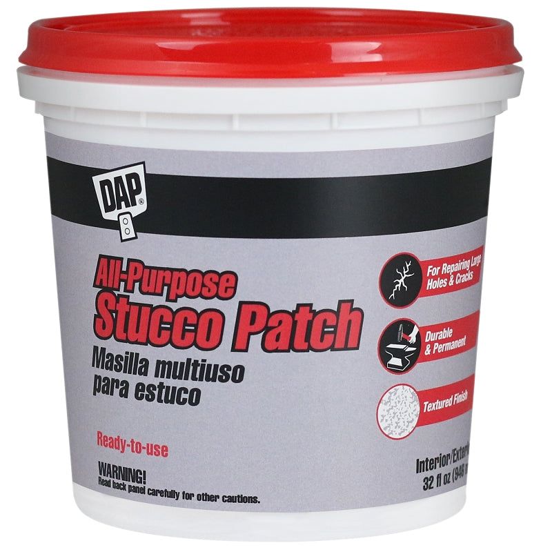 DAP 10504 Stucco Patch, Gray, 1 qt Tub