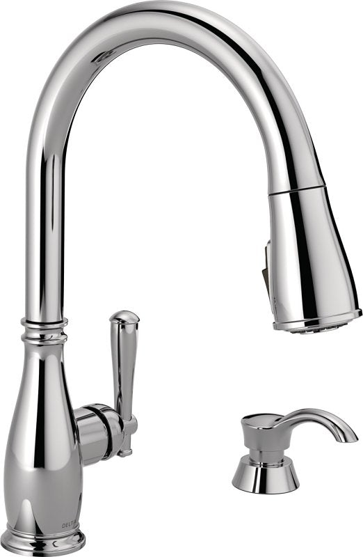 Delta Charmaine Series 19962Z-SD-DST Pull-Down Kitchen Faucet, 1.8 gpm, 1-Faucet Handle, 1, 2, 3, 4-Faucet Hole, Metal