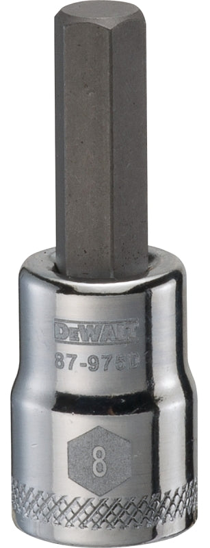 DeWALT DWMT87975OSP Fractional Hex Bit Socket, 8 mm Tip, 3/8 in Drive, Polished Chrome Vanadium, 1-31/32 in OAL