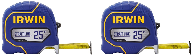 IRWIN STRAIT-LINE IWHT39396S Tape Measure, 25 ft L Blade, 1-1/4 in W Blade, 2/PK