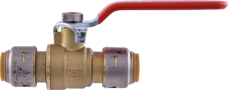 SharkBite UR22222 Ball Valve, 1/2 in Connection, Push-Fit, 250 psi Pressure, Brass Body