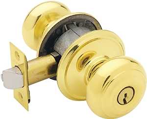Schlage Georgian Series F51A GEO605KA4 Entry Knob, Knob Handle, Bright Brass, Metal, C Keyway, Residential, 2 Grade