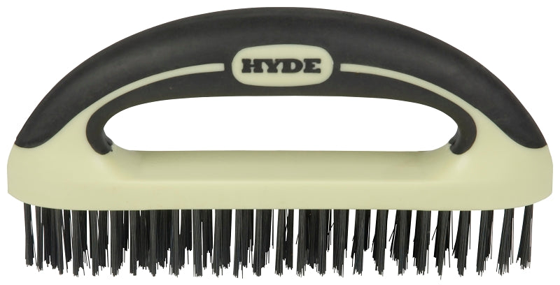 Hyde 46837 Wire Brush, 1-1/4 in W Brush, HCS Bristle, Soft Grip Handle