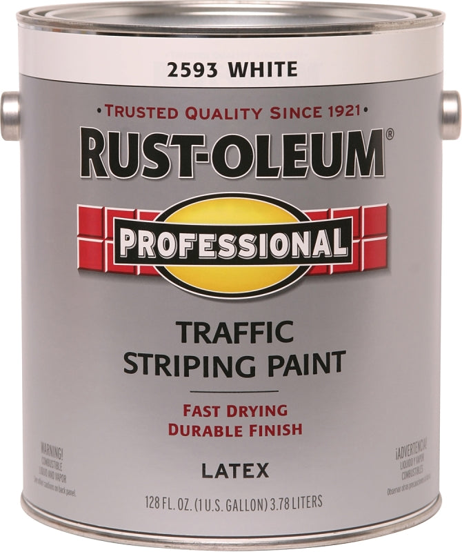 Rust-Oleum 2593402 Striping Paint, Flat, Traffic White, 1 gal, Pail