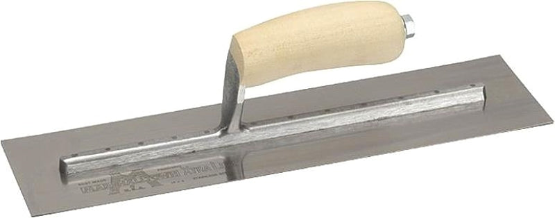 Marshalltown MXS62 Finishing Trowel, 12 in L Blade, 4 in W Blade, Spring Steel Blade, Curved Handle, Wood Handle