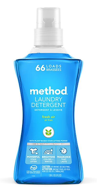 method 1127 Laundry Detergent, 53.5oz Bottle, Liquid, Pleasant