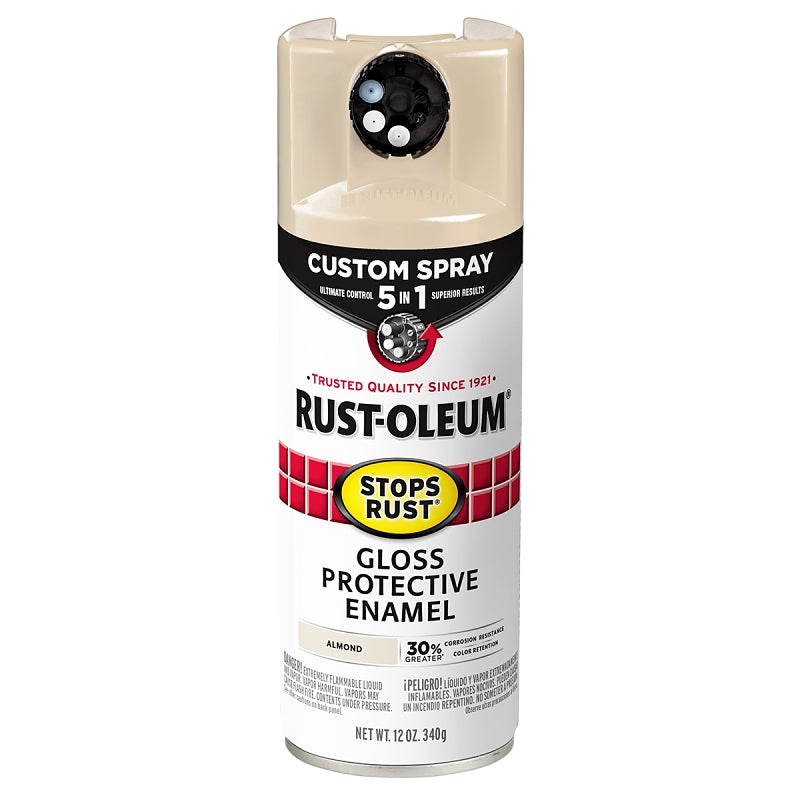 Rust-Oleum 376900 5-In-1 Enamel Paint, Gloss, Almond, 12 oz, Aerosol Can