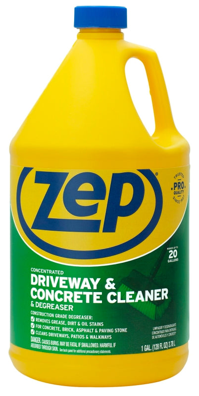 Zep ZUCON128 Concrete and Masonry Cleaner, Liquid, Mild, Characteristic, Clear/Purple, 128 oz, Can