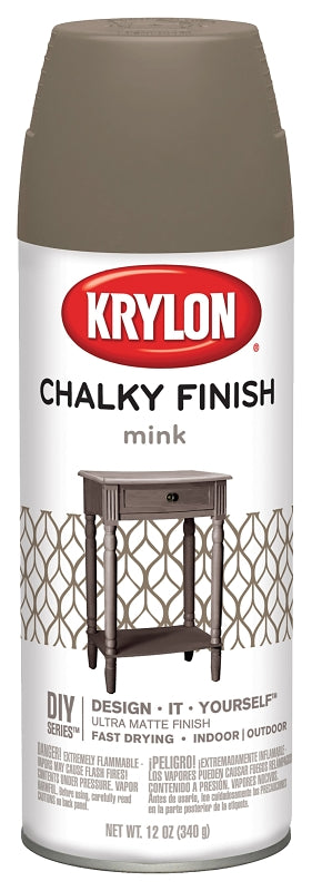 Krylon K04106000 Chalk Spray Paint, Matte, Mink, 12 oz, Can