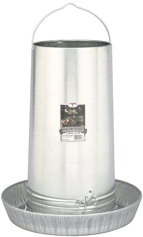 Little Giant 914273 Poultry Feeder, 40 lb Capacity, Rolled Edge, Galvanized Steel