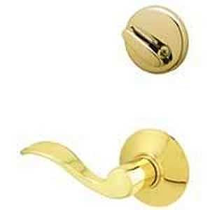 Schlage F59ACC605LH Handleset Interior Trim, 1 Grade, Mechanical Lock, Metal, Bright Brass, Lever Handle, Residential