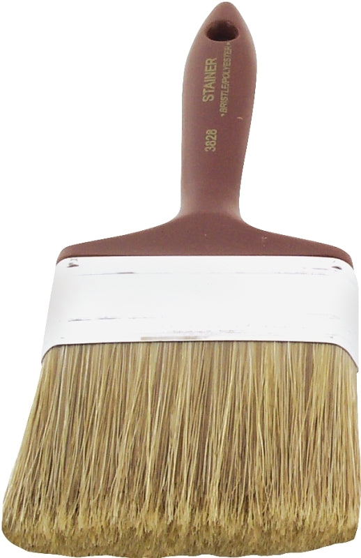 Linzer 3828-4 Paint Brush, 4 in W, 2-3/4 in L Bristle, Polyester Bristle, Beaver Tail Handle