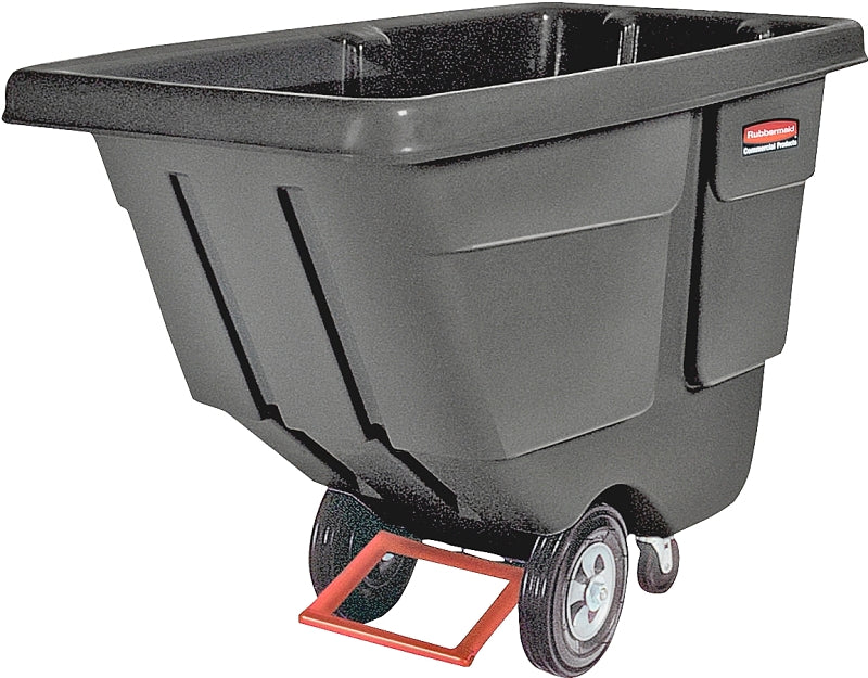 Rubbermaid 1314BLA Utility Tilt Truck, 850 lb Load, 1 cu-yd, 3-Caster, Steel Frame, Black, 72-1/4 in OAL