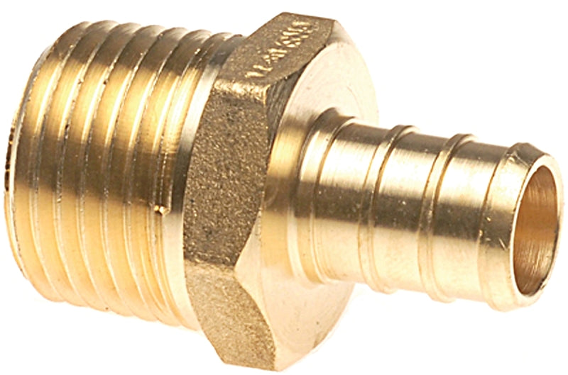 Apollo APXMA3412 Pipe Adapter, 1/2 x 3/4 in, PEX x MPT, Brass, 200 psi Pressure