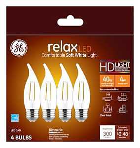 GE Industrial Solutions 45660 LED Bulb, Decorative, CAM Lamp, E26 Lamp Base, Dimmable, Soft White Light