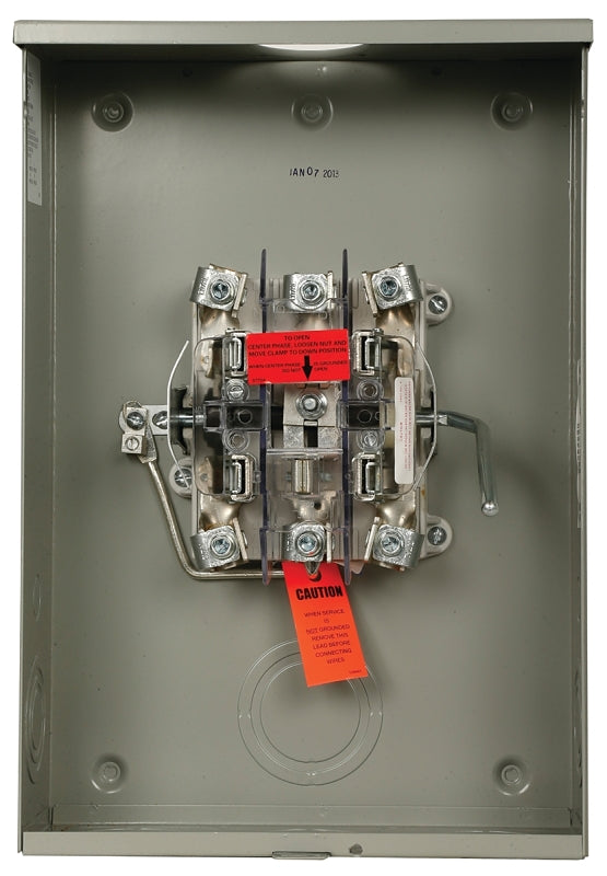 Cutler-Hammer UTTE5213BCH Meter Socket, 1 -Phase, 200 A, 600 V, 5 -Jaw, Surface Mounting