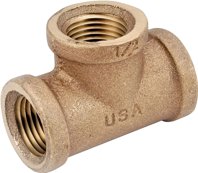 Anderson Metals 738101-06 Pipe Tee, 3/8 in, FIPT, Brass, 200 psi Pressure