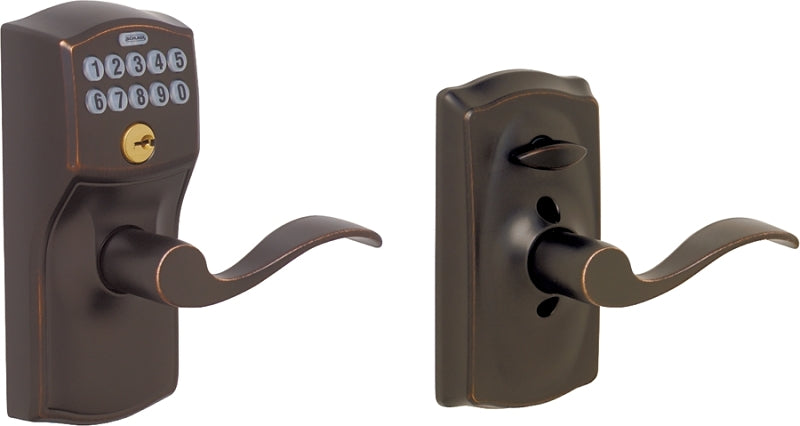 Schlage FE Series FE595VCAM/ACC 716 Electronic Entry Lock, Wave Design, Aged Bronze, Residential, 2 Grade, Metal
