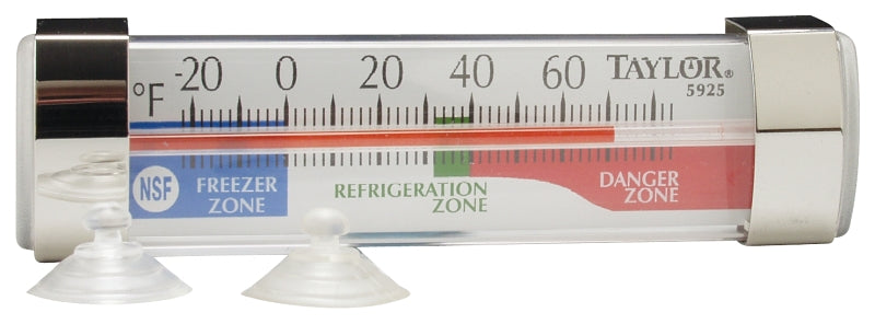 Taylor 5925N Fridge/Freezer Thermometer,-20 to 80 deg F, Analog Display, White