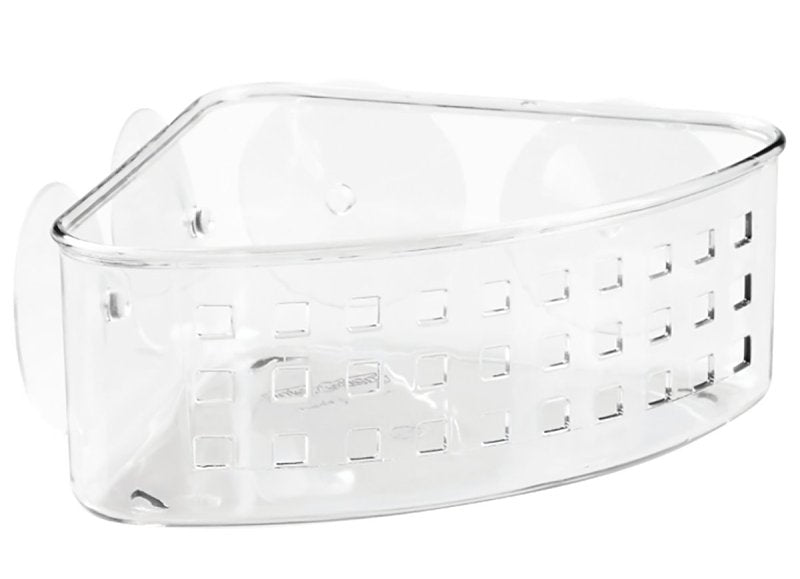 iDESIGN 41900 Corner Basket, 6 lb Capacity, 10.2 in OAW, 4.3 in OAD, 5.2 in OAH, Plastic, Clear